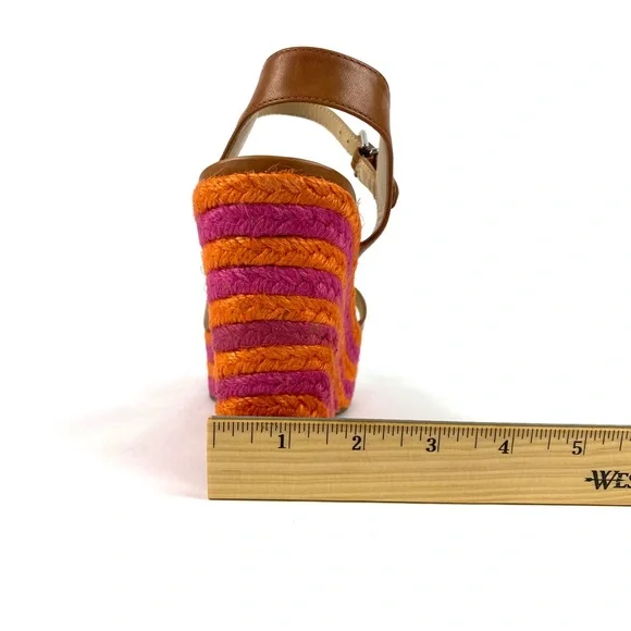 NWT Via Spiga Evelina Espadrille Wedge Platform Pink Orange Sandals, Size 8.5 - Picture 11 of 15